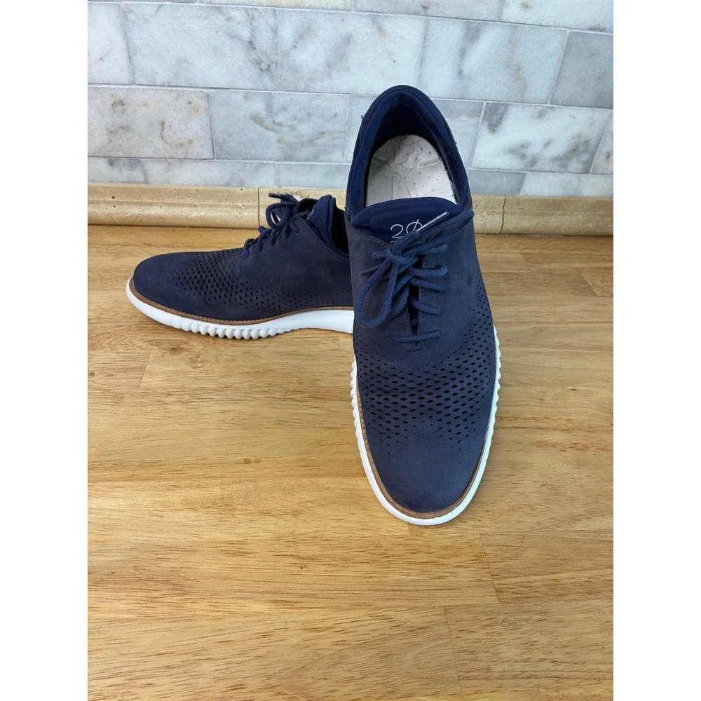 Cole Haan‎ 2.0 ZeroGrand Laser Wing Oxford Mens 10.5 Blue Nubuck Dress Sneakers
